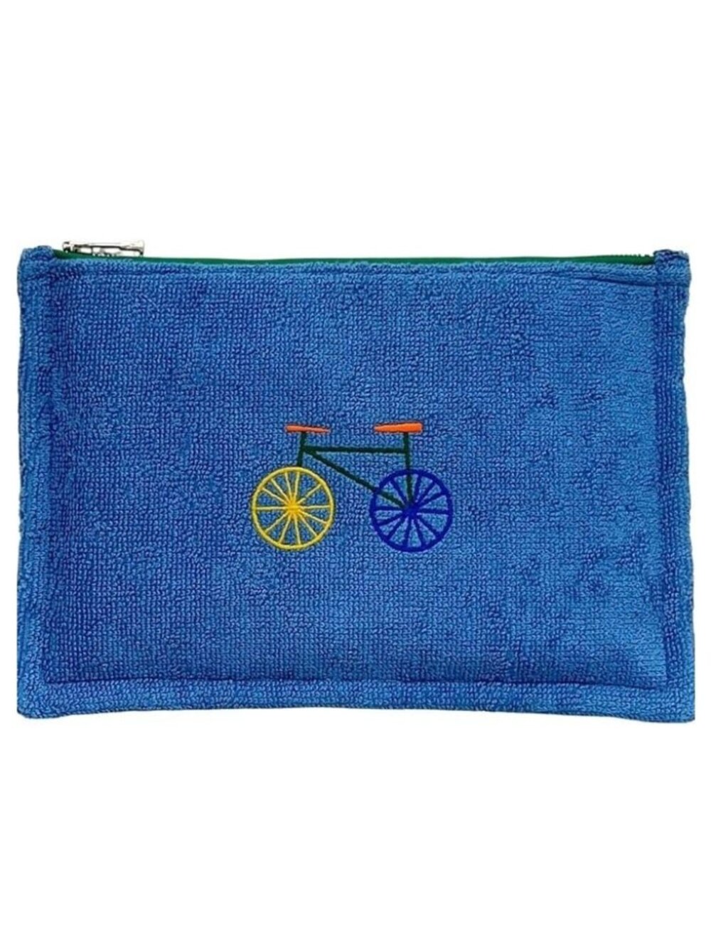 Hermes Pouch les Purse Flat PM Pile Blue Bicycle Embroidery